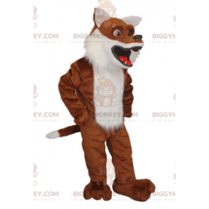 Traje de mascote BIGGYMONKEY™ de raposa marrom e branca muito