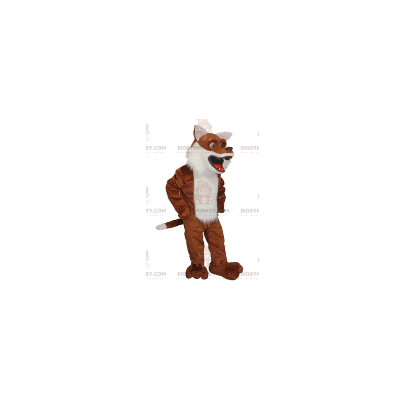 Disfraz de mascota BIGGYMONKEY™ de zorro marrón y blanco muy