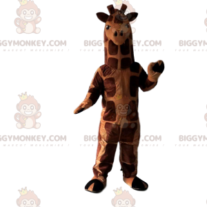 BIGGYMONKEY™ kæmpe brun og orange girafmaskotkostume, eksotisk