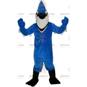 Costume da mascotte BIGGYMONKEY™ di ghiandaia bianca e blu