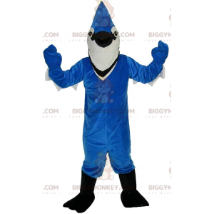 Traje de mascote de jay azul e branco BIGGYMONKEY™, lindo traje