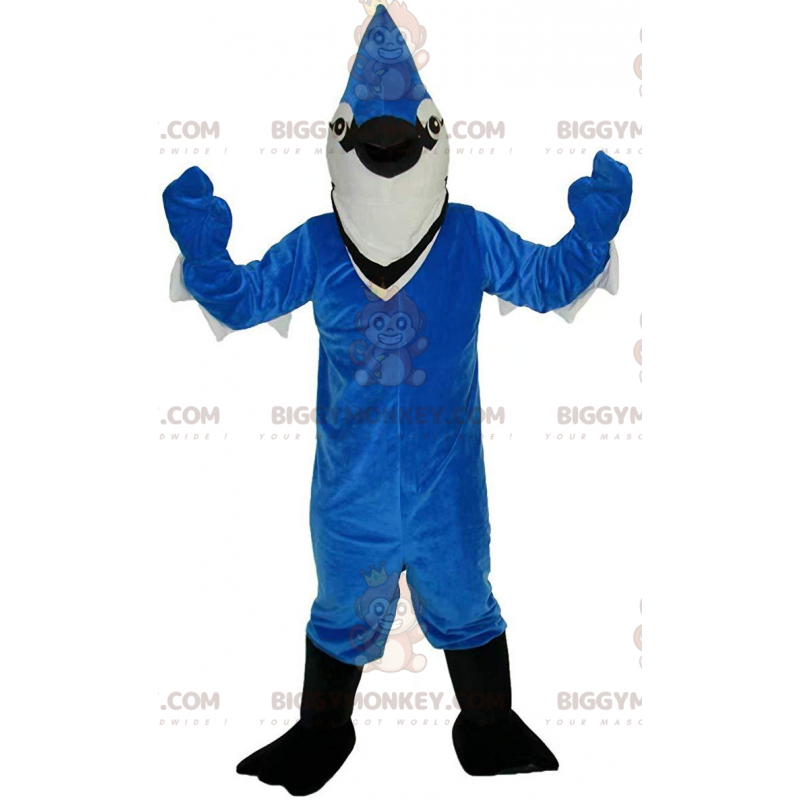 Blauw en wit gaai BIGGYMONKEY™ mascottekostuum, prachtig