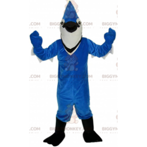 Costume de mascotte BIGGYMONKEY™ de geai bleu et blanc, costume