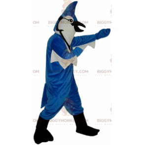 Costume da mascotte BIGGYMONKEY™ di ghiandaia bianca e blu