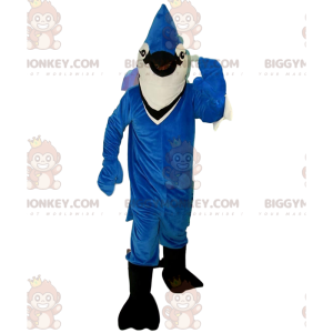 Costume da mascotte BIGGYMONKEY™ di ghiandaia bianca e blu