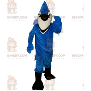 Blue and white jay BIGGYMONKEY™ mascot costume, beautiful