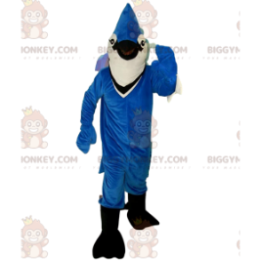 Traje de mascote de jay azul e branco BIGGYMONKEY™, lindo traje