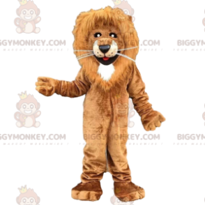 Costume de mascotte BIGGYMONKEY™ de lion marron et blanc