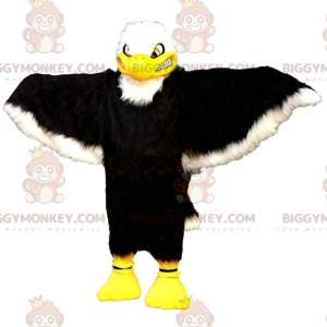 BIGGYMONKEY™ maskot kostume sort og hvid stor ørn, grib kostume