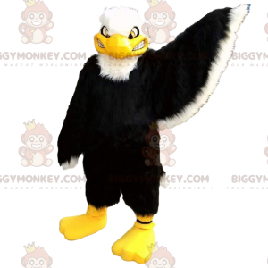 Traje de mascote BIGGYMONKEY™ preto e branco grande águia