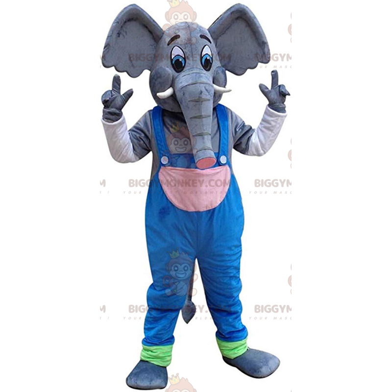 Kostým maskota slona BIGGYMONKEY™ s overalem, kostým