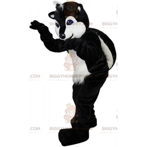 Costume de mascotte BIGGYMONKEY™ de putois noir et blanc