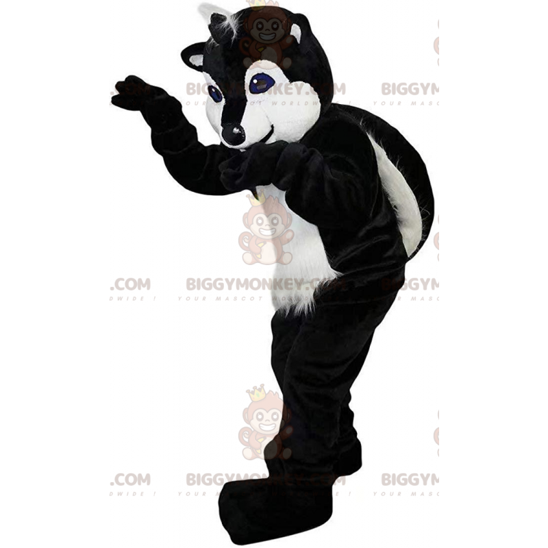 BIGGYMONKEY™ mascottekostuum zwart-wit bunzing, wasbeerkostuum