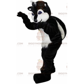 Traje de mascote BIGGYMONKEY™ doninha preta e branca, fantasia