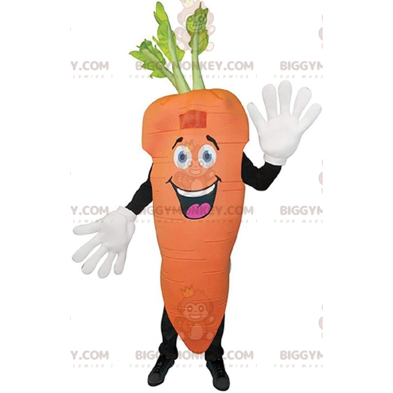 Giant orange carrot BIGGYMONKEY™ mascot costume, vegetable