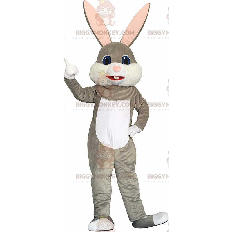 Costume da mascotte coniglietto grigio e bianco BIGGYMONKEY™