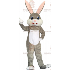 Costume da mascotte coniglietto grigio e bianco BIGGYMONKEY™