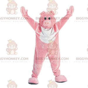 Costume de mascotte BIGGYMONKEY™ de cochon rose et blanc