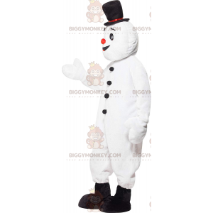 BIGGYMONKEY™ Weißes Schneemann-Maskottchen-Kostüm mit Hut -