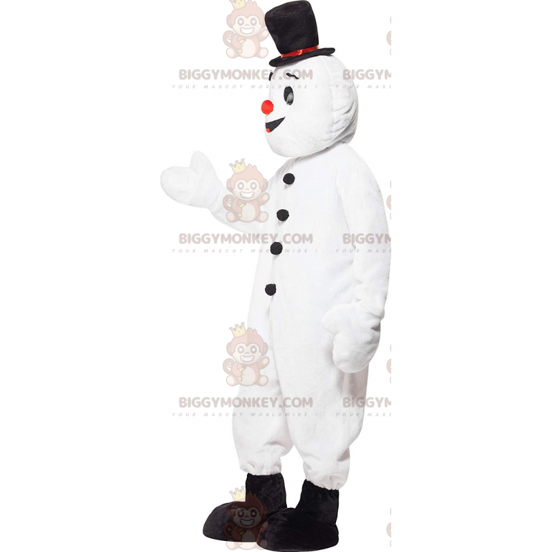 BIGGYMONKEY™ witte sneeuwpop mascottekostuum met hoed -