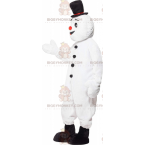BIGGYMONKEY™ witte sneeuwpop mascottekostuum met hoed -