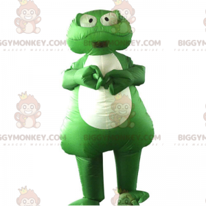 BIGGYMONKEY™ puhallettava vihreä sammakon maskottiasu