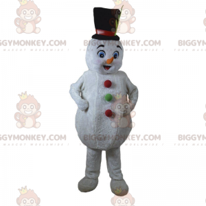 Witte sneeuwman BIGGYMONKEY™ mascottekostuum, kerstkostuum -
