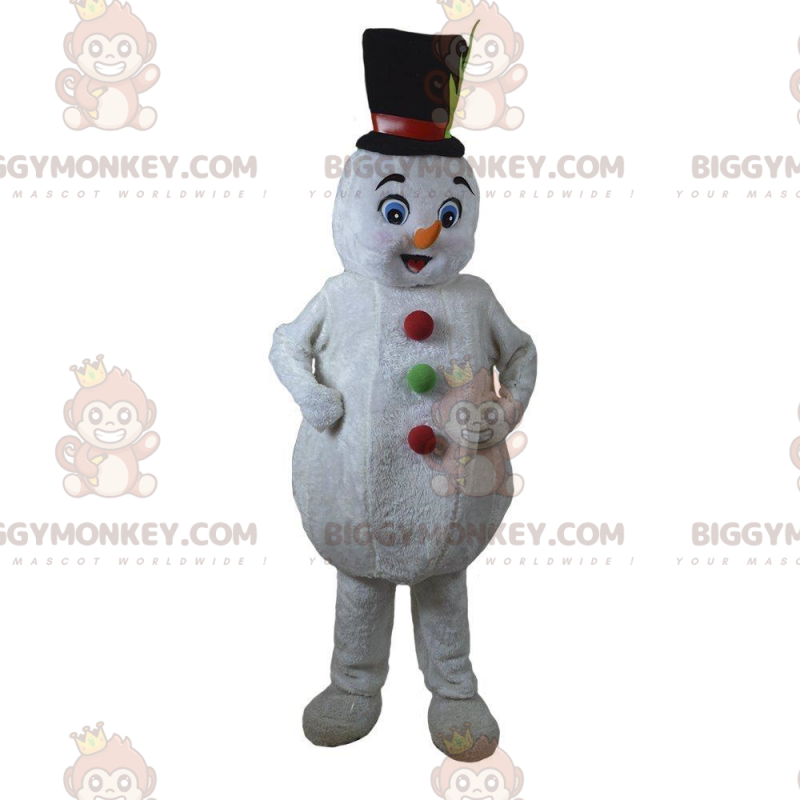 Valkoinen lumiukko BIGGYMONKEY™ maskottiasu, jouluasu -