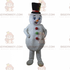 Valkoinen lumiukko BIGGYMONKEY™ maskottiasu, jouluasu -
