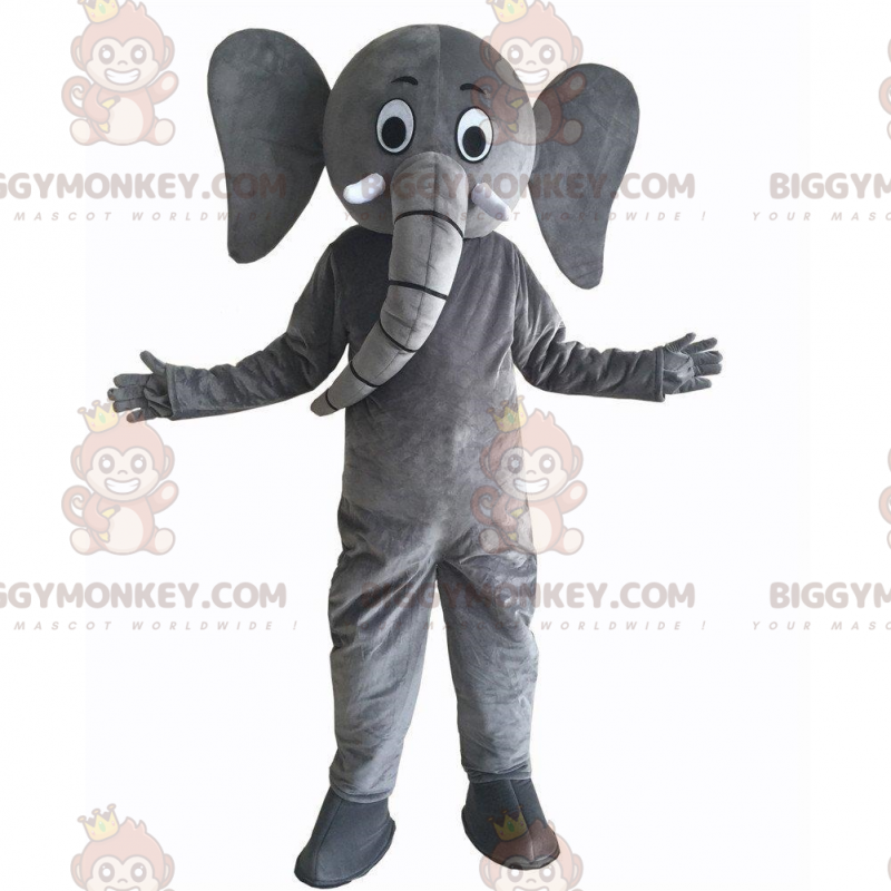 Engraçado traje de mascote BIGGYMONKEY ™ elefante cinza