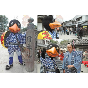 BIGGYMONKEY™ Costume da mascotte di uccello nero e arancione