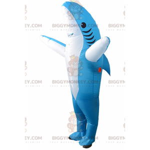 Kostium maskotka nadmuchiwany niebieski rekin BIGGYMONKEY™