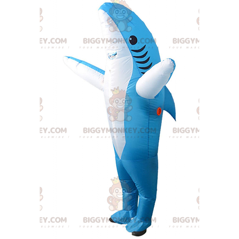 Inflatable Blue Shark BIGGYMONKEY™ Mascot Costume, Giant Shark