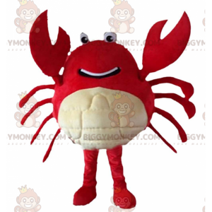 Traje de mascote de caranguejo gigante vermelho e branco