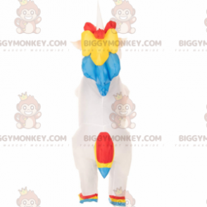 Very colorful inflatable unicorn BIGGYMONKEY™ mascot costume