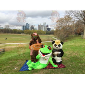 3 BIGGYMONKEY™s mascots: a brown bear, a panda and a green frog