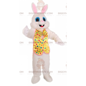 Traje de mascote de coelho branco BIGGYMONKEY™ com colete