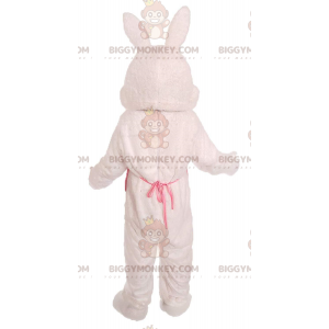 Costume de mascotte BIGGYMONKEY™ de lapin blanc avec un gilet