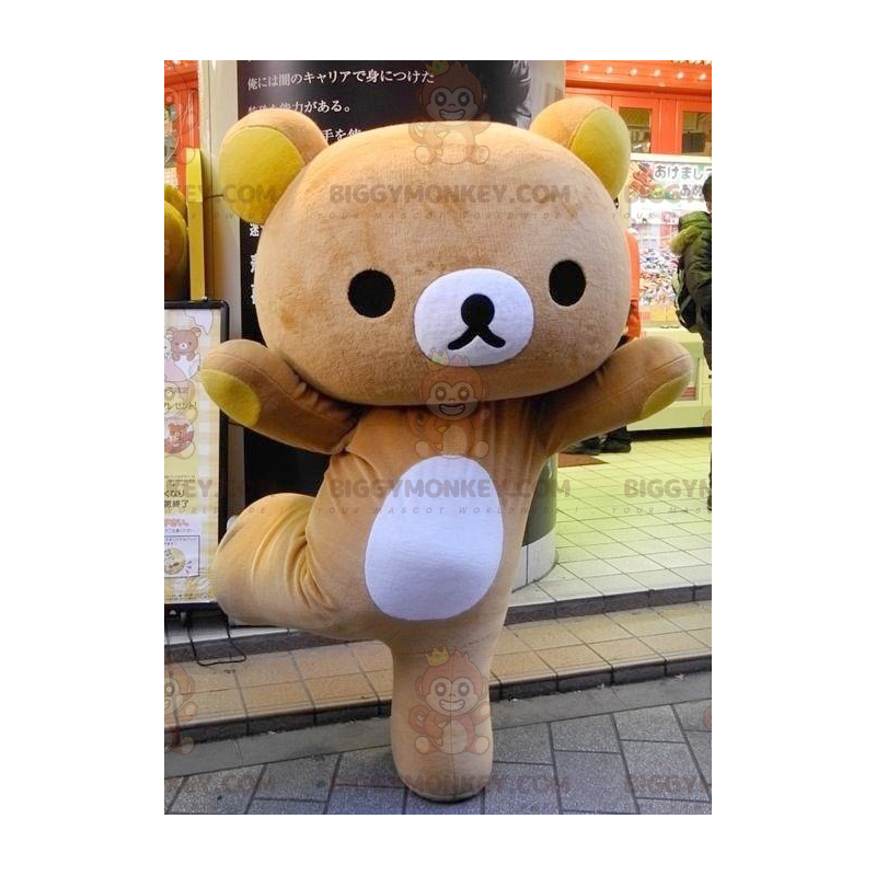 BIGGYMONKEY™ Grote bruine en gele teddybeer mascottekostuum -