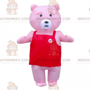 BIGGYMONKEY™ uppblåsbar rosa nallebjörnmaskotdräkt, jättedräkt