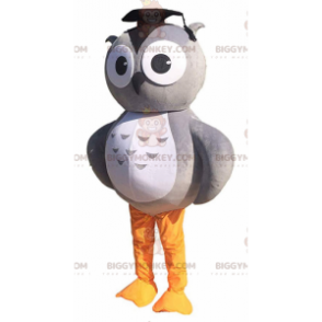 BIGGYMONKEY™ Costume da mascotte Gufo grigio e bianco con