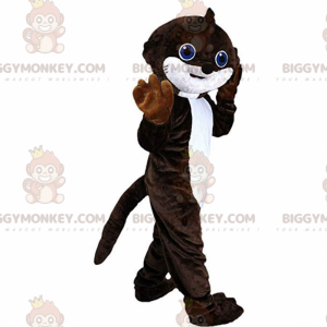 BIGGYMONKEY™ Maskottchenkostüm brauner und weißer Otter