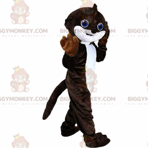 Costume de mascotte BIGGYMONKEY™ de loutre marron et blanche