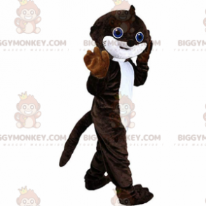 BIGGYMONKEY™ mascottekostuum bruine en witte otter, molkostuum