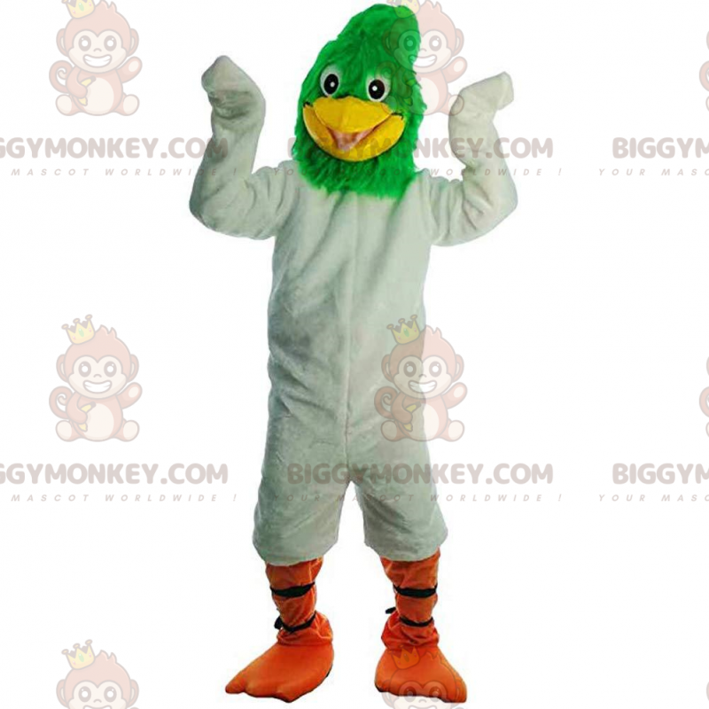 Costume da mascotte gigante bianco e verde dell'uccello