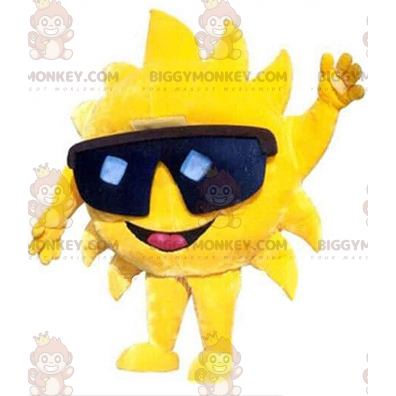 Costume de mascotte BIGGYMONKEY™ de soleil jaune géant avec des