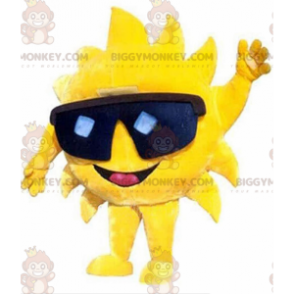 Disfraz de mascota BIGGYMONKEY™ Sol amarillo gigante con gafas