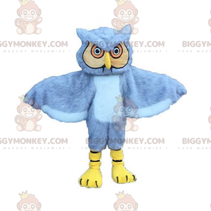 BIGGYMONKEY™ costume da mascotte gufo grigio e giallo, costume