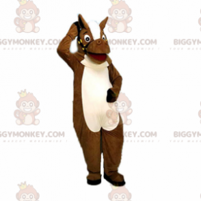 Brown and white horse BIGGYMONKEY™ mascot costume, equestrian