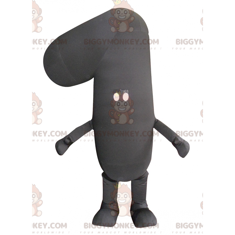 Costume de mascotte BIGGYMONKEY™ du chiffre un noir -